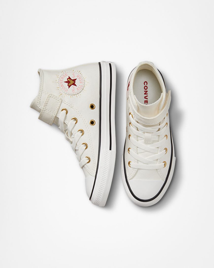 Zapatillas Altas Converse Chuck Taylor All Star Easy-On Hearts Niña Blancas Rojas Oscuro | PE E85WL2